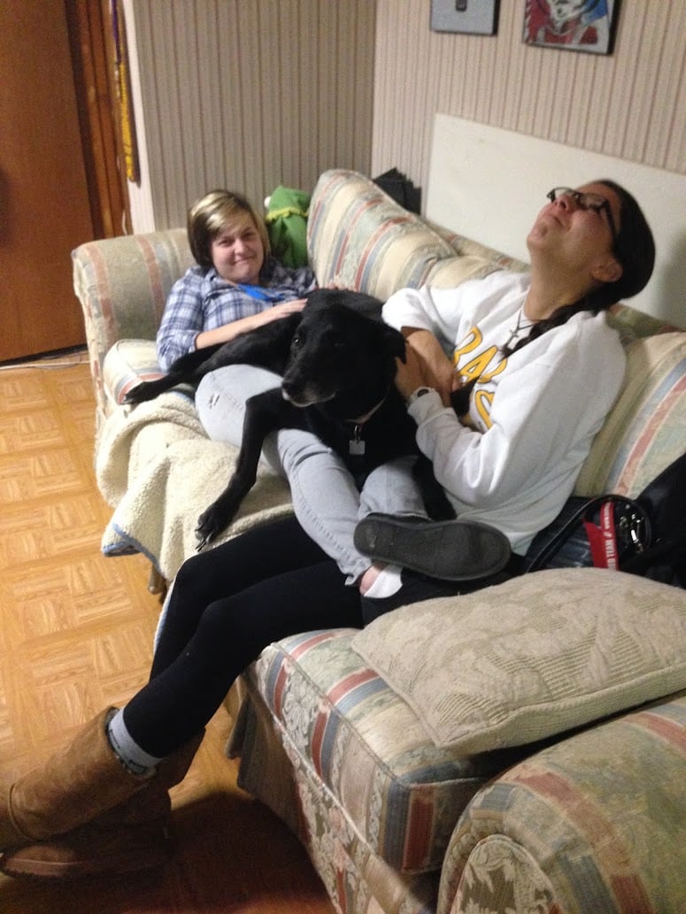 Jo Sarah Hally Jo Sarah and Hally on my couch